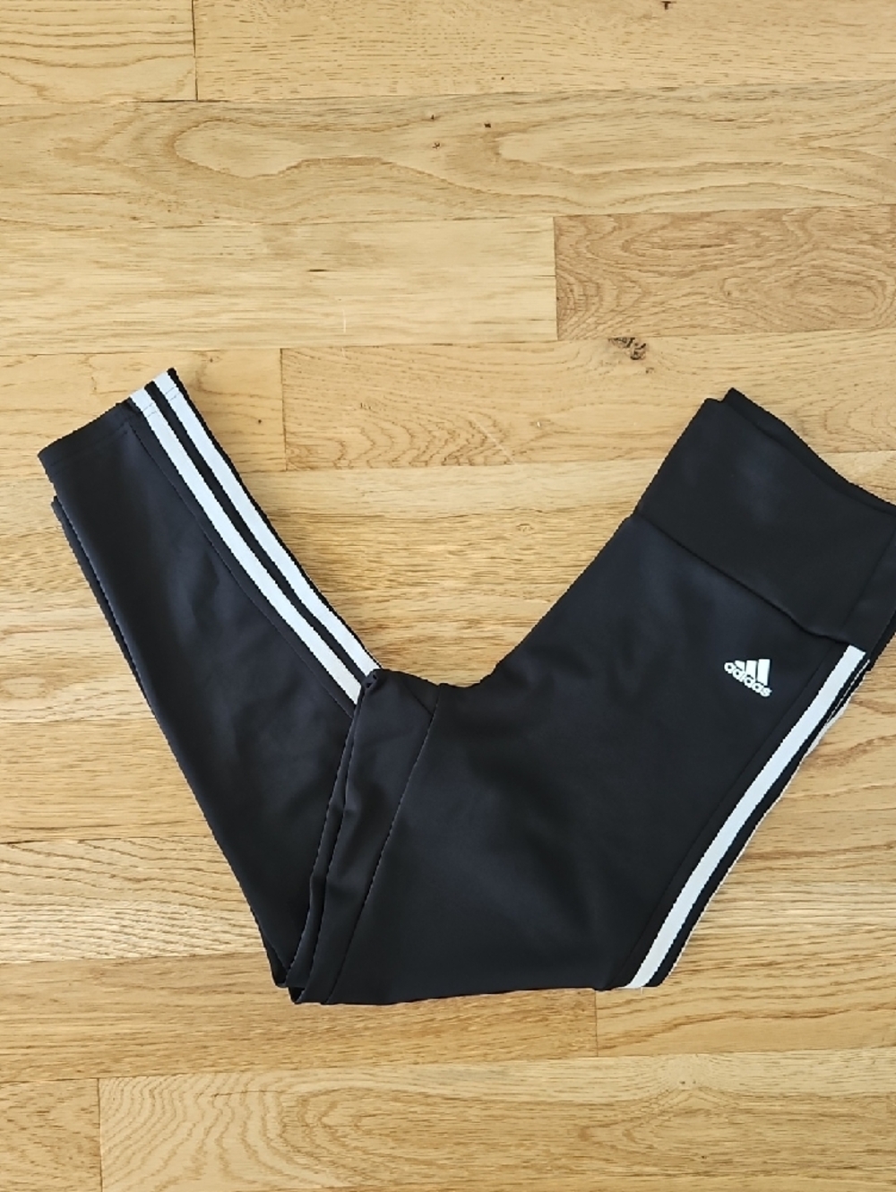 adidas Black Leggings with White Side Stripes Size L/16